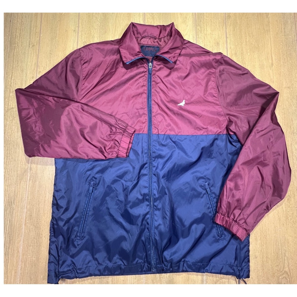 Staple Pigeon Mens Colorblock Windbreaker Jacket Burgundy Navy Blue Large Logo